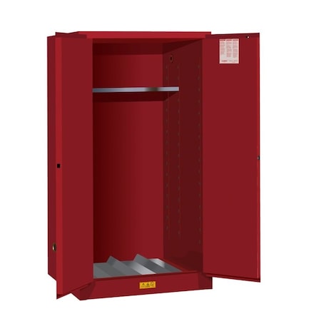 Justrite 55 gal, 1 Shelves, 18-Gauge CR Steel, 34 in W x 65 in H x 34 in D, Red 896201